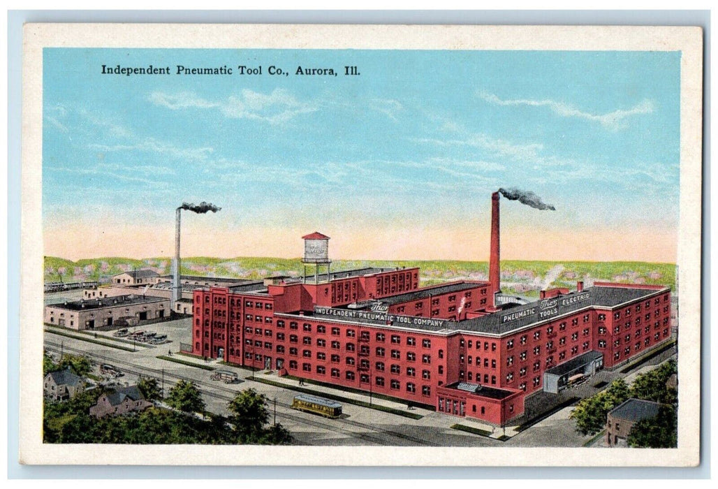 c1920 Independent Pneumatic Tool Co. Exterior Building Aurora Illinois Postcard