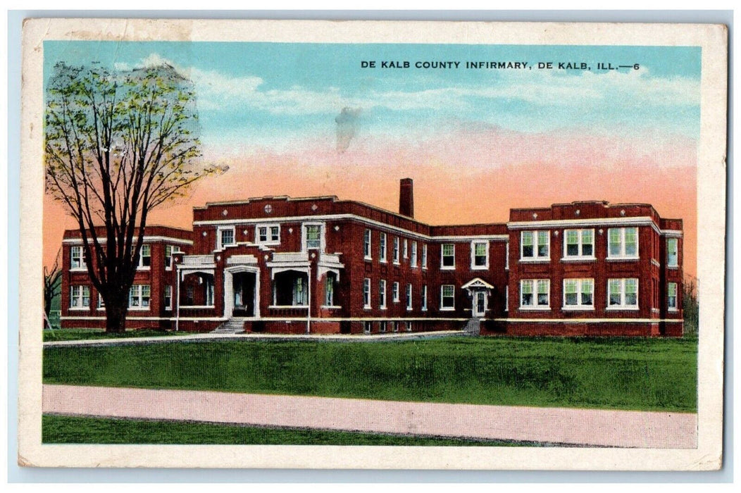 1954 De Kalb County Infirmary Exterior Building Field De Kalb Illinois Postcard