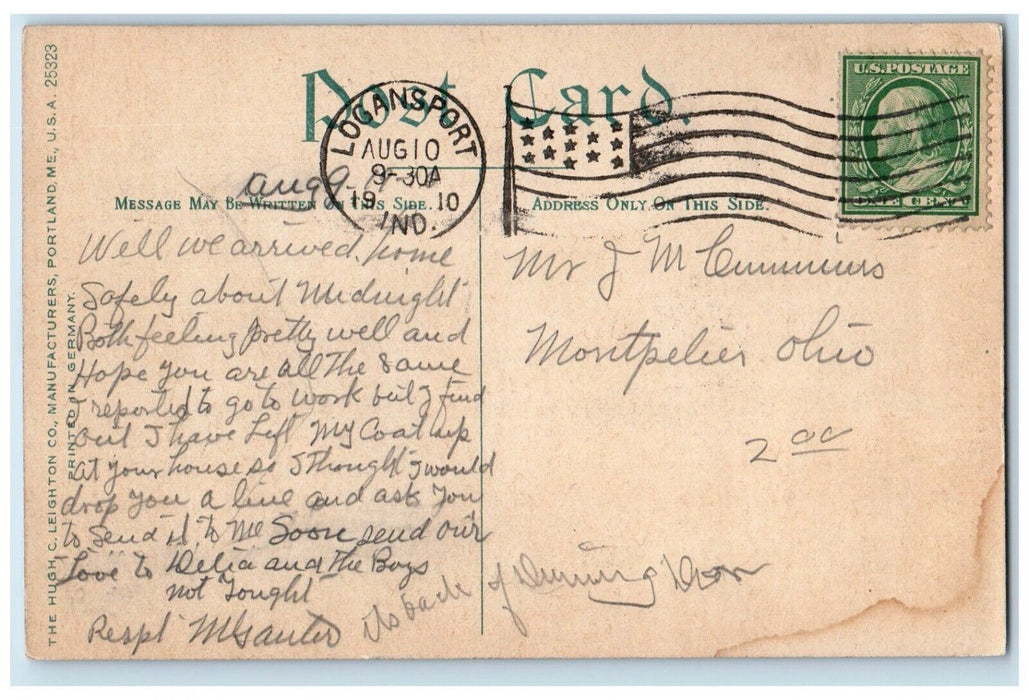 1910 Indiana Union Traction Bridge Over Wabash River Logansport IN Postcard