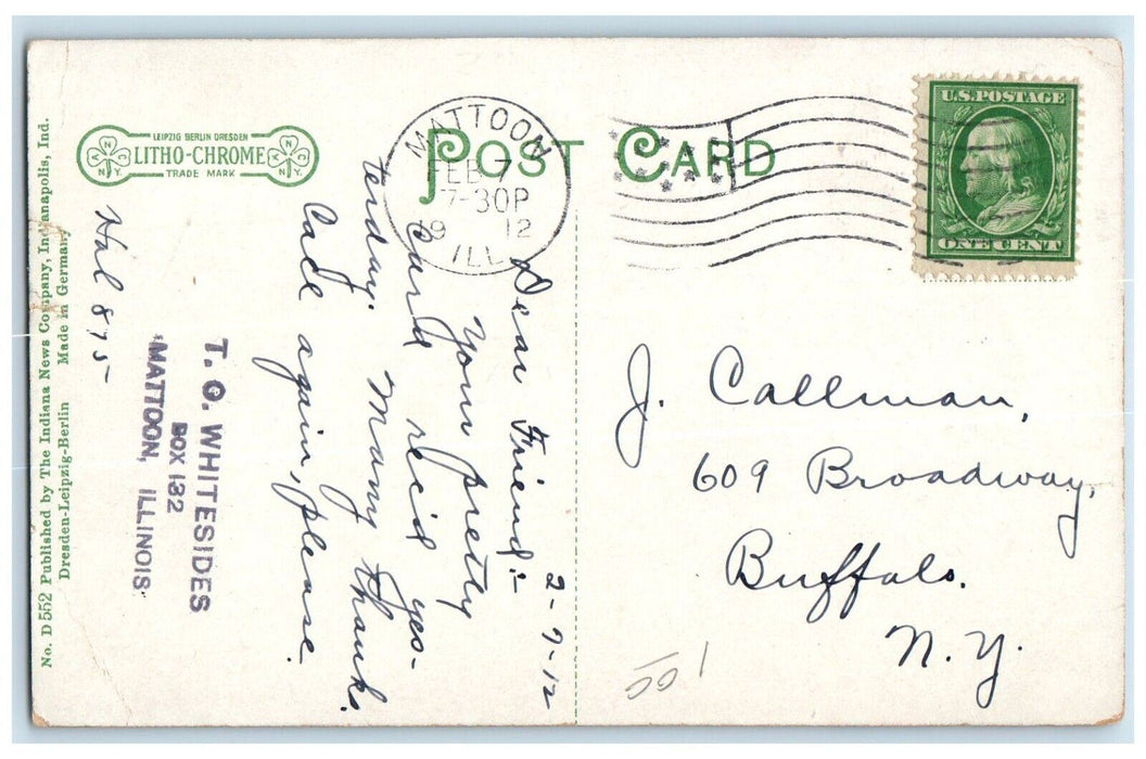 1912 Christian Church Chapel Exterior Building Charleston Illinois IL Postcard