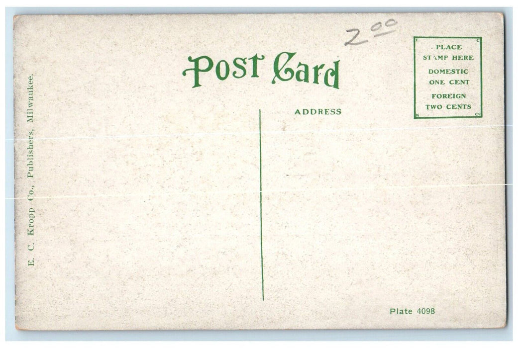 c1910 West Aurora High School City Of Lights Exterior Aurora Illinois Postcard