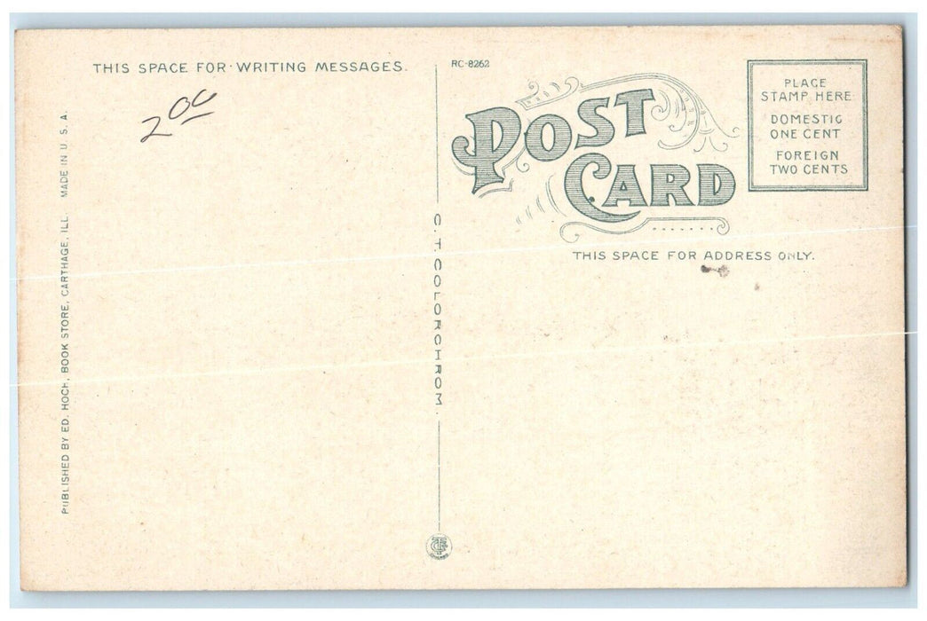 c1920 Denhart Hall Carthage College School Exterior Carthage Illinois Postcard