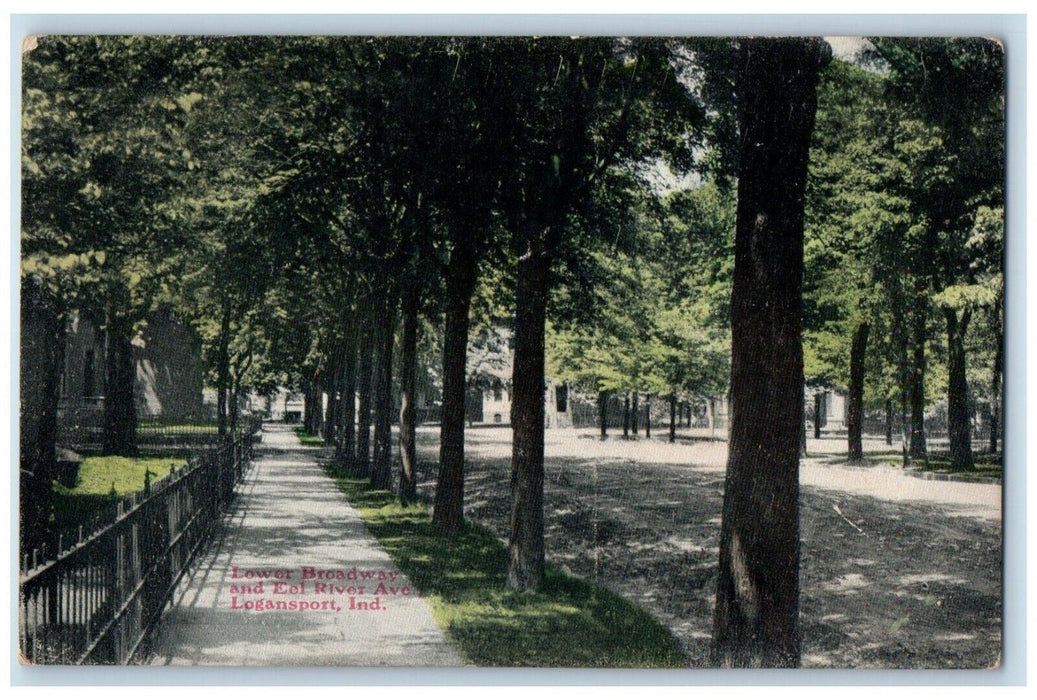c1910 Lower Broadway and Eel River Ave. Logansport Indiana IN Antique Postcard