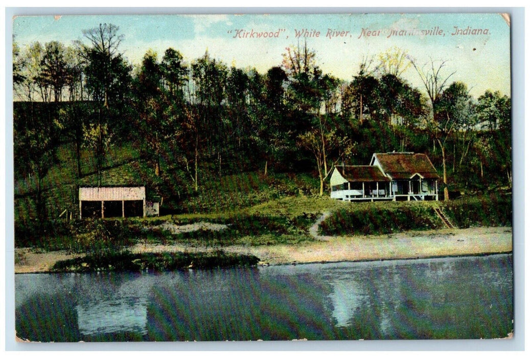 1909 View Of Kirkwood White River Near Martinsville Indiana IN Antique Postcard