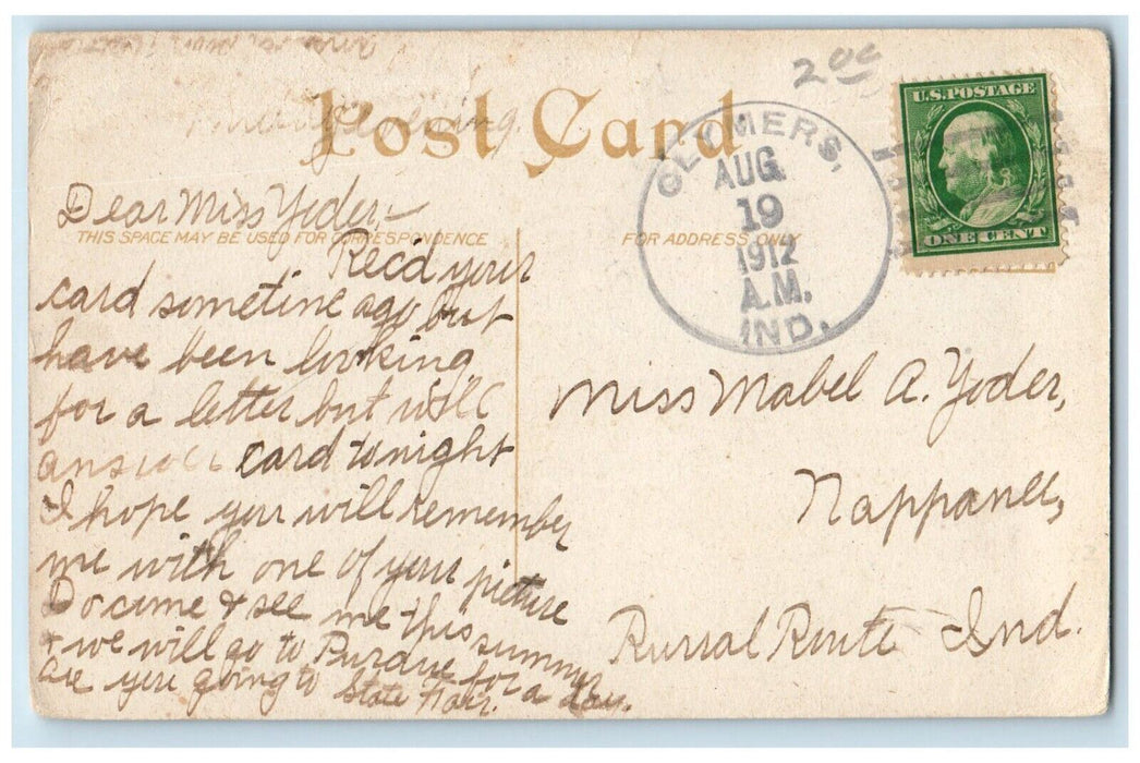 1912 New Country Club La Fayette Indiana IN Glymers IN Antique Postcard