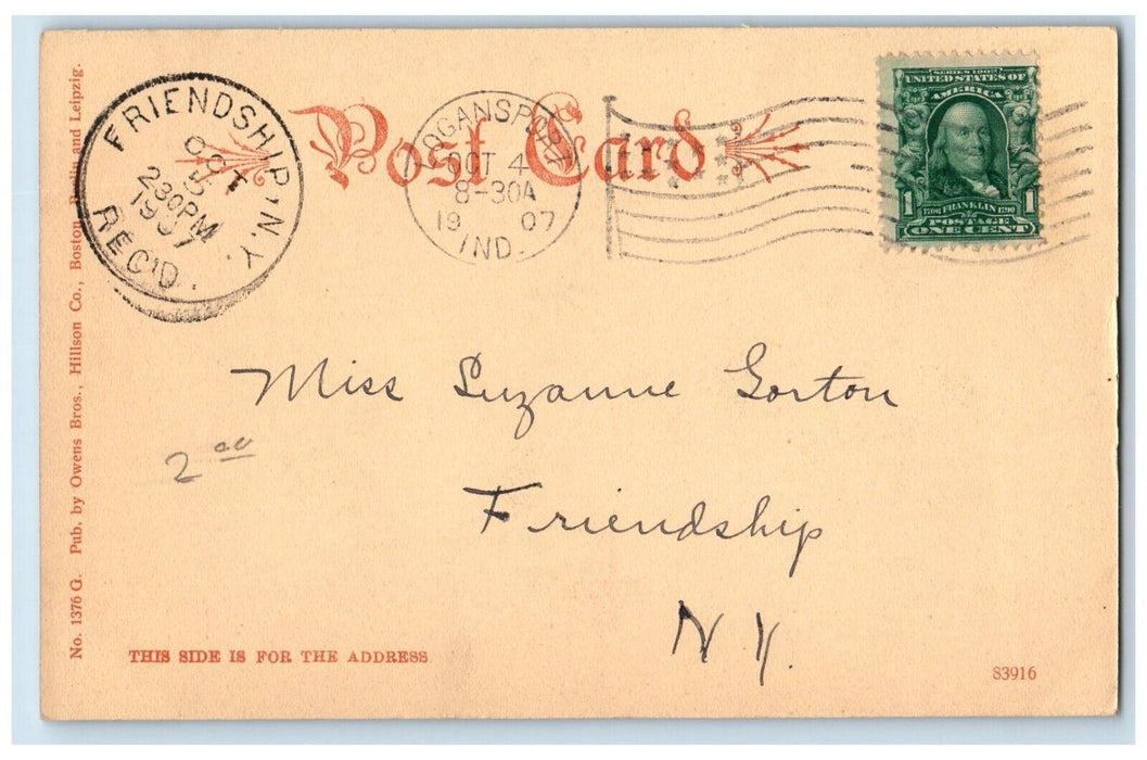 1907 Administration Building Longcliff Logansport IN Friendship NY Postcard