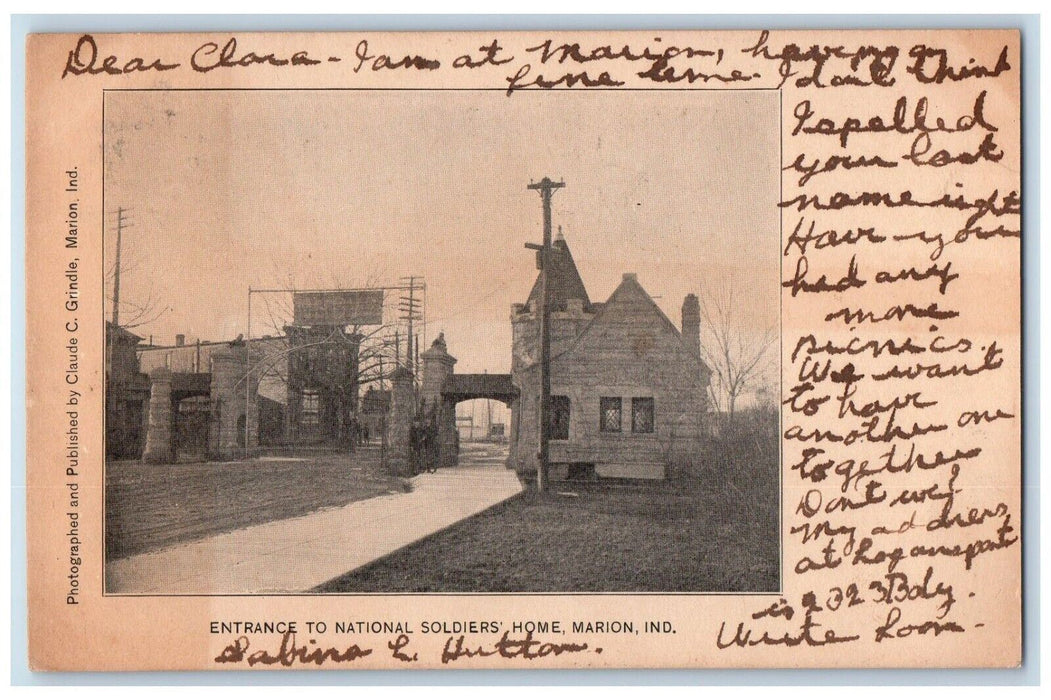 1905 Entrance To National Soldiers Home Marion Indiana IN Antique Postcard