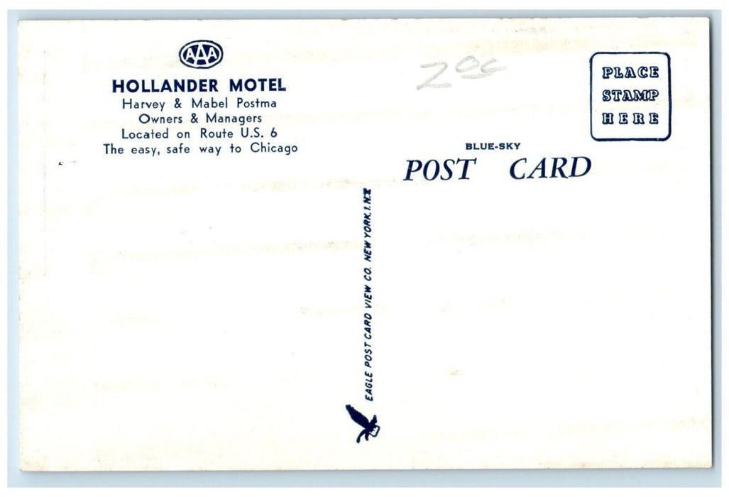 Holander Motel Dirt Road Nappanee Indiana IN Unposted Vintage Postcard