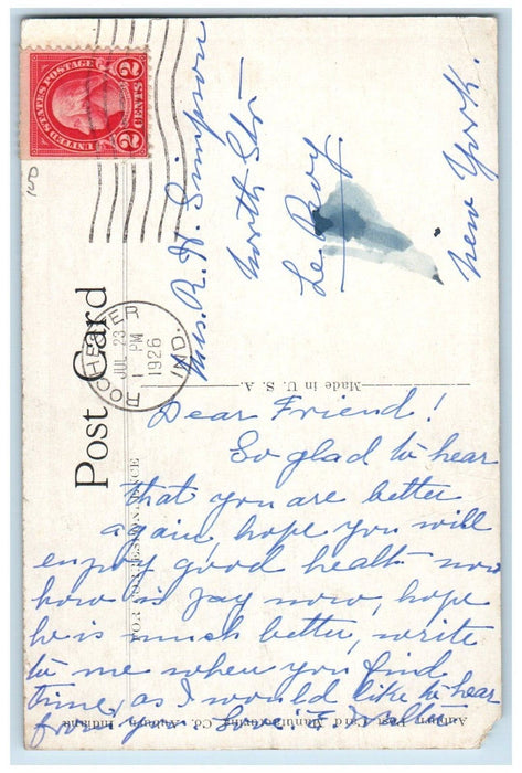 1926 Public Library Building And Trees Rochester Indiana IN Vintage Postcard