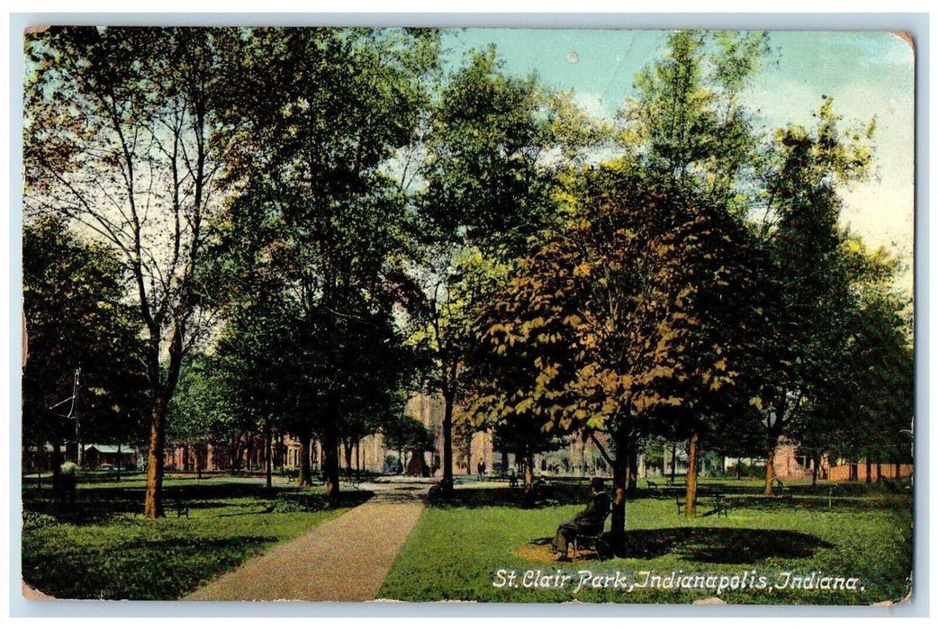 1913 Scenic View St Clair Park Indianapolis Indiana IN Vintage Antique Postcard
