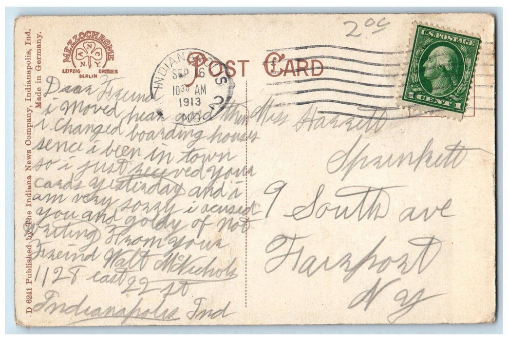 1913 Scenic View St Clair Park Indianapolis Indiana IN Vintage Antique Postcard