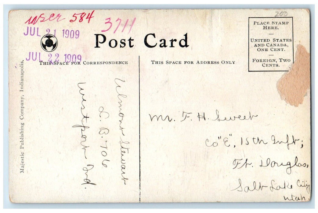 1909 Suspension Bridge Riverside Park Indianapolis Indiana IN Vintage Postcard