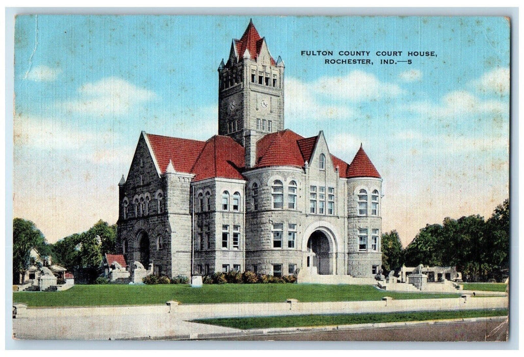 1951 Fulton County Court House Building Rochester Indiana IN Vintage Postcard