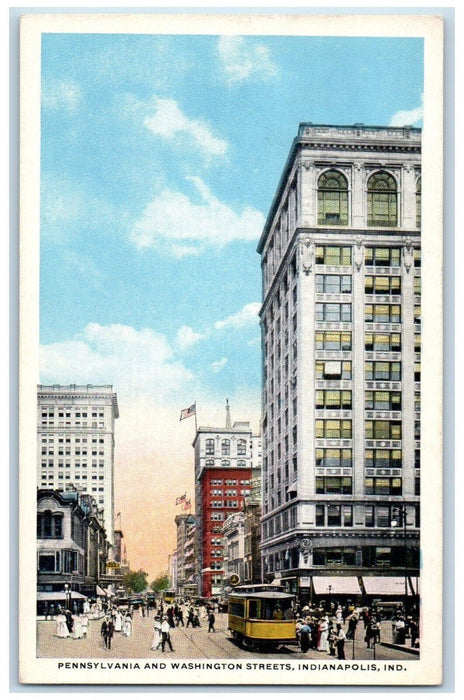 c1910 Pennsylvania Washington Streets Indianapolis Indiana IN Vintage Postcard