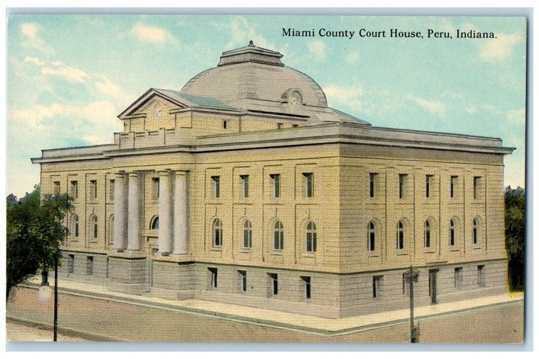 c1910's Miami County Court House Building Peru Indiana IN Antique Postcard