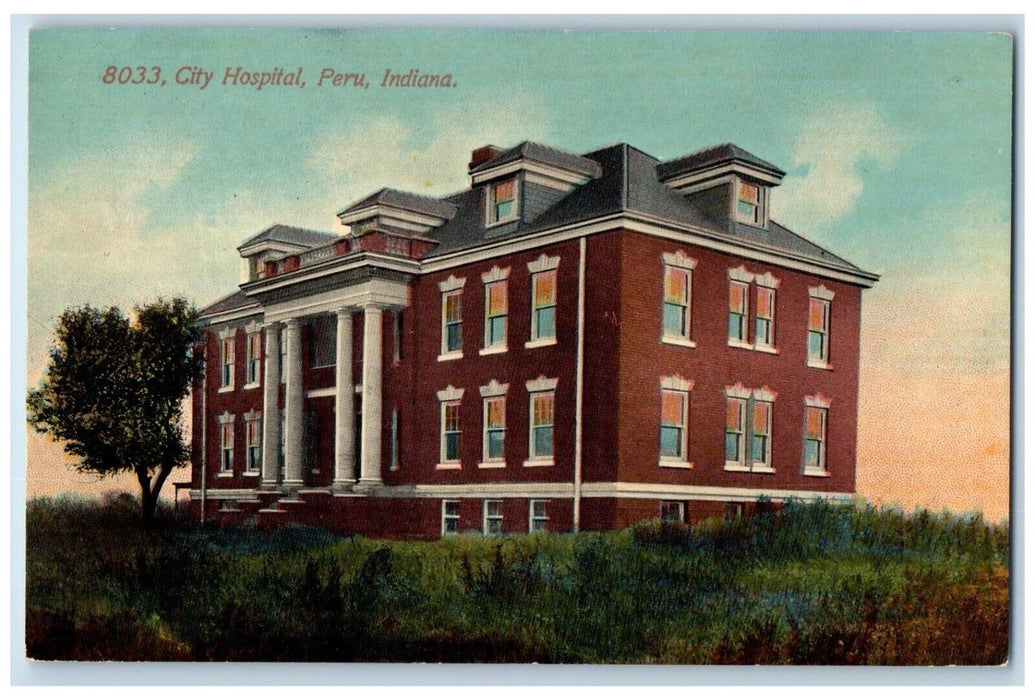 c1910's City Hospital Building Peru Indiana IN Unposted Antique Postcard