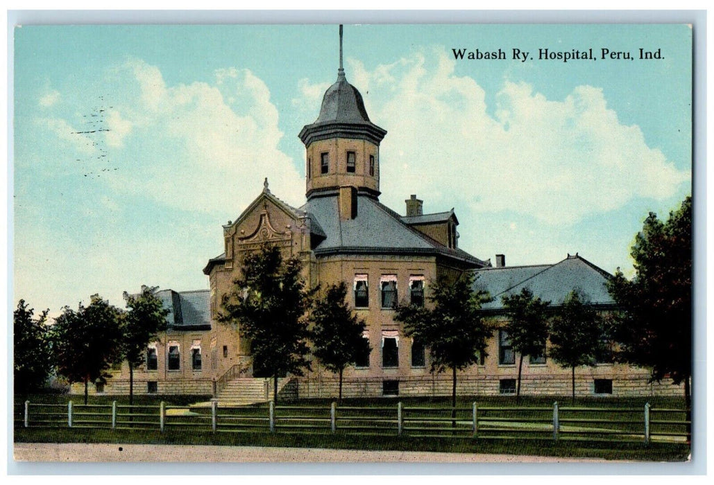 c1910's Wabash Ry Hospital Building Peru Indiana IN Unposted Antique Postcard