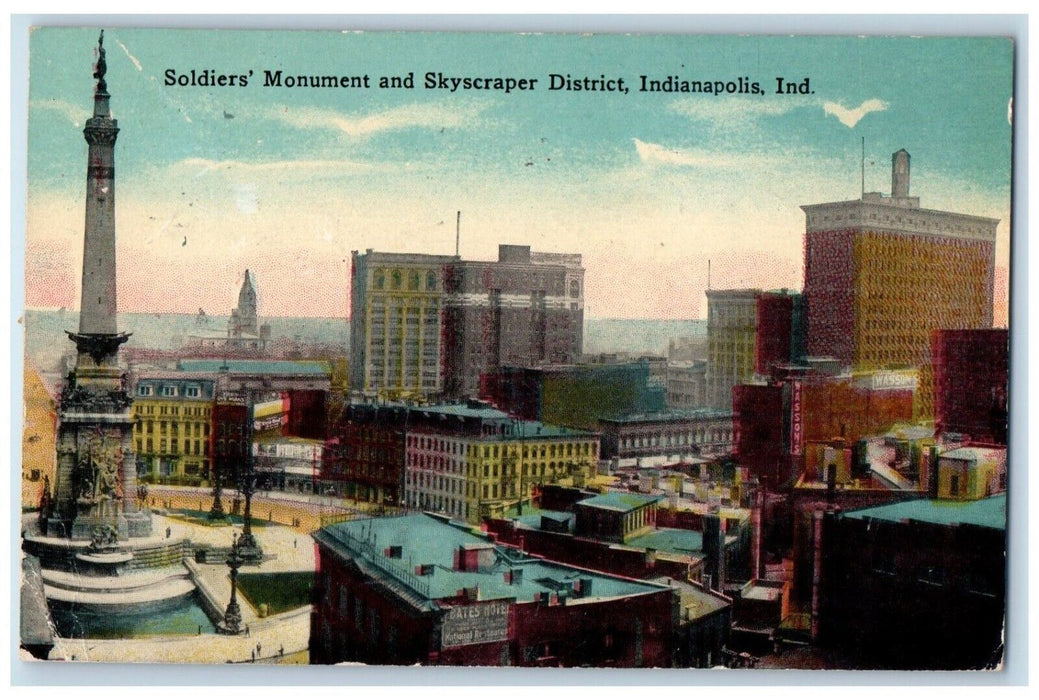 1917 Soldiers Monument Skyscraper District Indianapolis Indiana Vintage Postcard