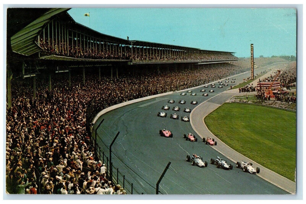 1968 Mile Race Parade Lap Crowd Indianapolis Indiana IN Antique Vintage Postcard