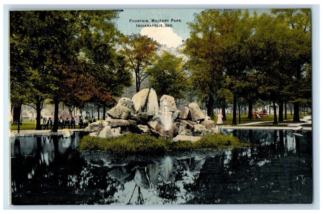 c1910 Fountain Military Park Indianapolis Indiana IN Antique Vintage Postcard