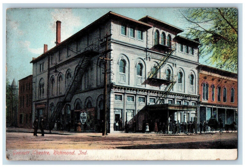 1912 Gennett Theater Stairs Building Richmond Indiana IN Posted Antique Postcard