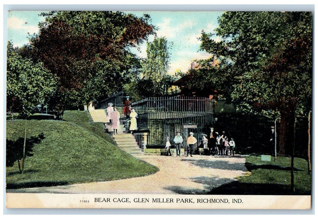 c1910's Bear Cage Glen Miller Park Richmond Indiana IN Antique Postcard