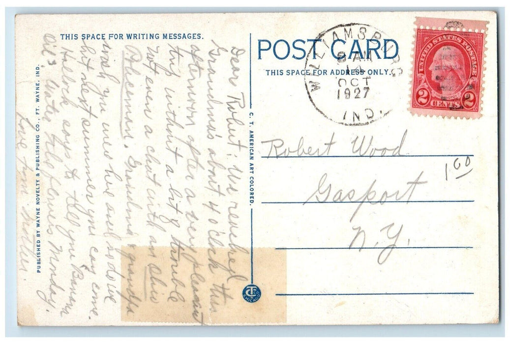 1927 Aerial View Of Richmond Williamsburg Indiana IN Posted Vintage Postcard