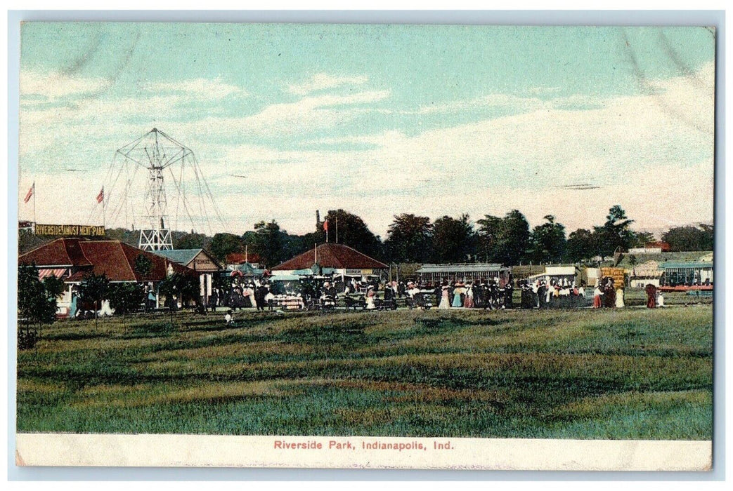 1908 Overlooking Riverside Park Indianapolis Indiana IN Antique Vintage Postcard