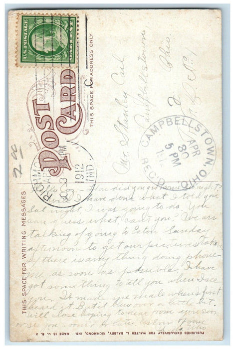 1912 Reid Memorial United Presbyterian Church Richmond Indiana IN Postcard