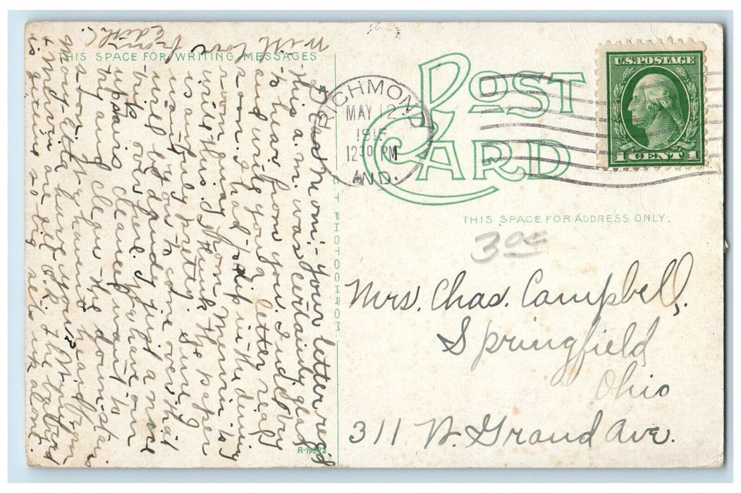 1915 St. Mary's Church And Residence Richmond Indiana IN Posted Antique Postcard