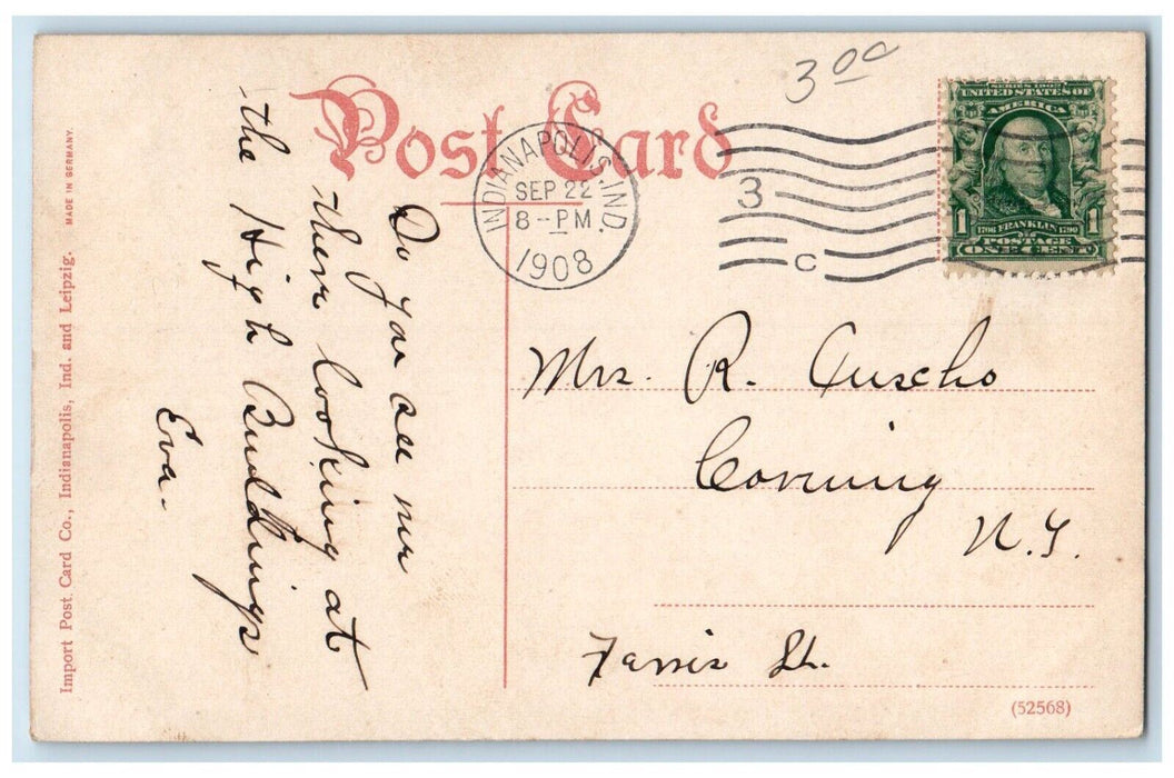 1908 Washington St Looking East Meridian Street Indianapolis Indiana IN Postcard