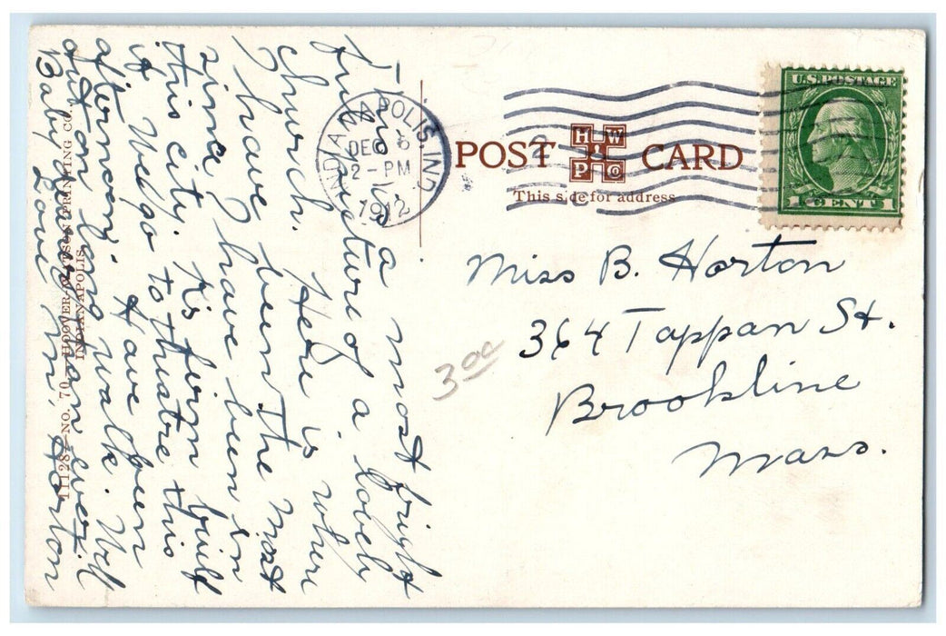 1912 All Souls Unitarian Church Indianapolis Indiana IN Antique Vintage Postcard