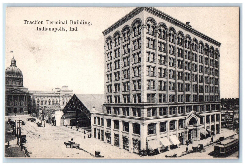1905 Traction Terminal Building Indianapolis Indiana IN Vintage Antique Postcard