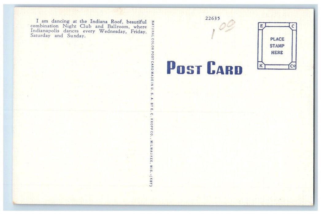 c1940 Indiana Roof Starlight Ballroom Indianapolis Indiana IN Antique Postcard