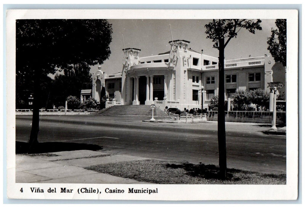 1955 Exposition Casino Municipal Vina Del Mar Chile RPPC Photo Postcard