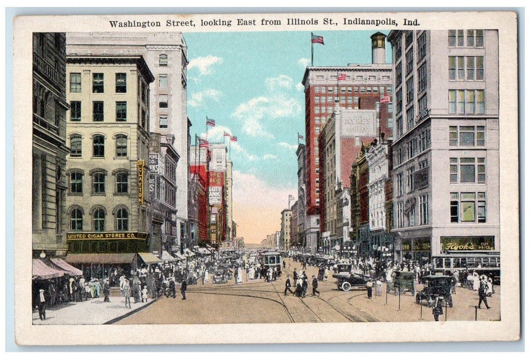 1910 Washington Street Looking East Illinois St Indianapolis Indiana IN Postcard