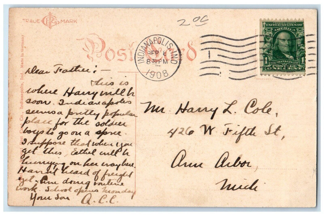 1908 Firing Line Soldiers Fort Benjamin Harrison Indianapolis Indiana Postcard