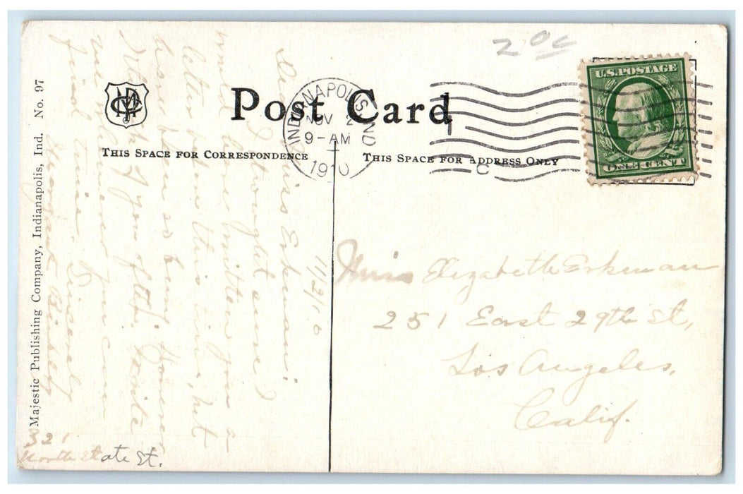 1910 Methodist Episcopal Hospital Indianapolis Indiana Vintage Antique Postcard