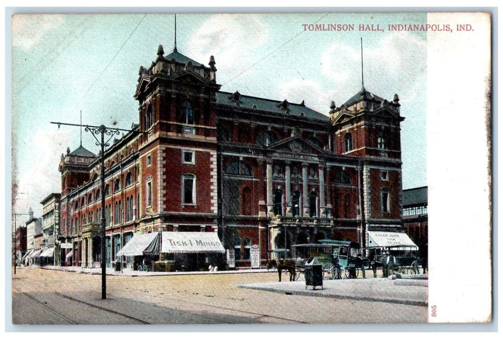 1905 Roadside View Tomlinson Hall Building Indianapolis Indiana Vintage Postcard