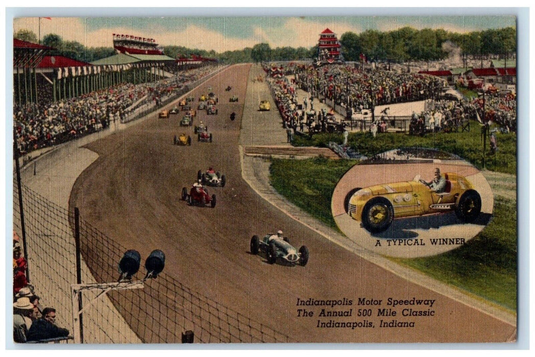 1953 Indianapolis Motor Speedway Annual 500 Mile Classic Race Indiana Postcard