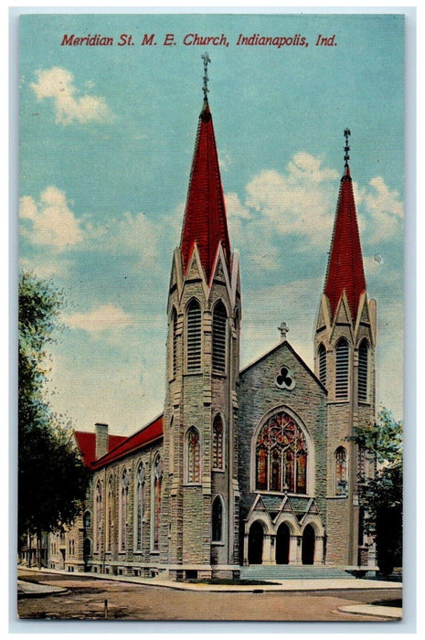 c1910 Meridian St Methodist Episcopal Church Indianapolis Indiana IN Postcard