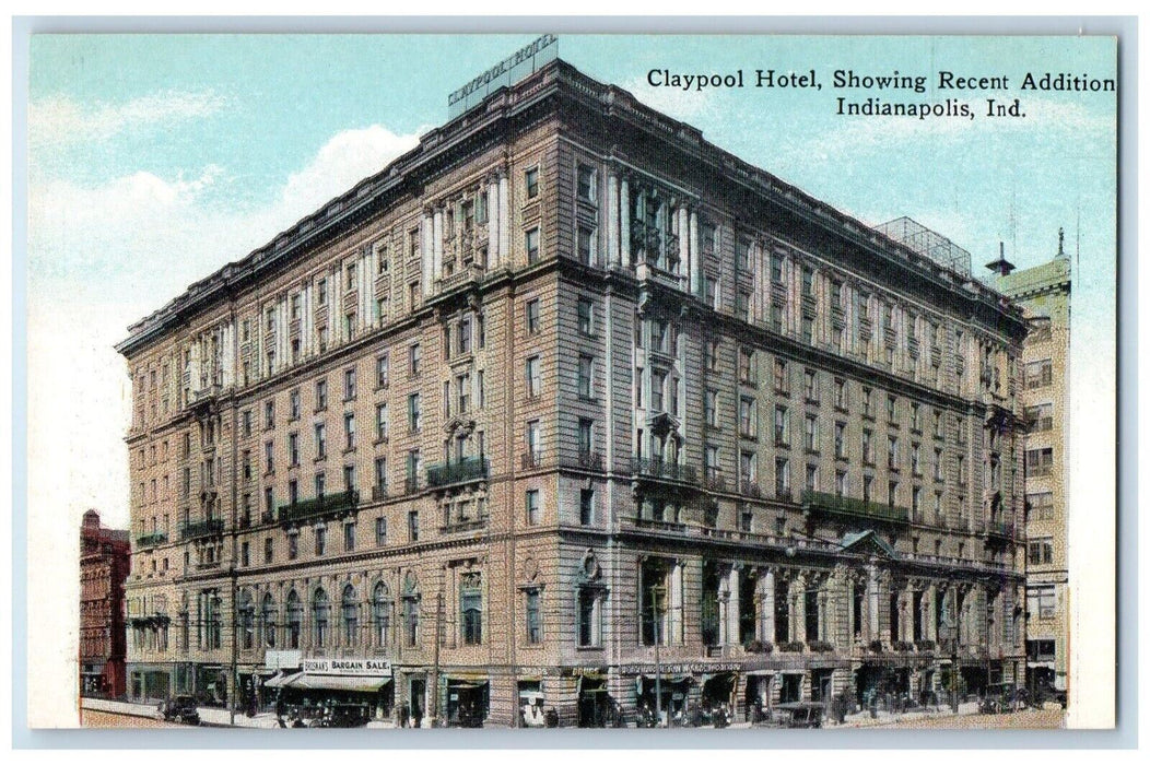 c1910 Claypool Hotel Showing Recent Addition Indianapolis Indiana IN Postcard