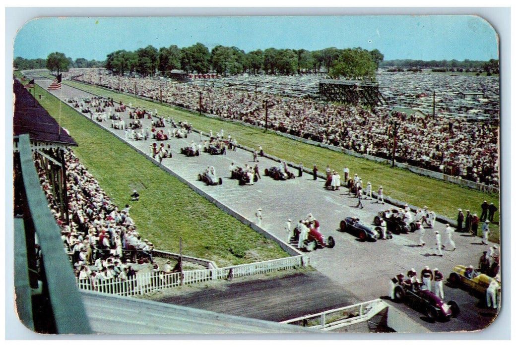 c1960 500 Mile Speedway Car Race Indianapolis Indiana Vintage Antique Postcard