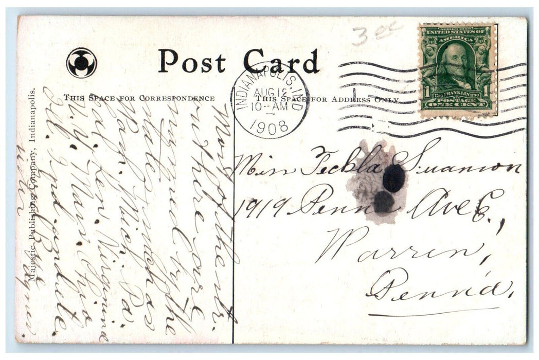 1908 Hotel Edward Majestic Theatre Indianapolis Indiana Vintage Antique Postcard