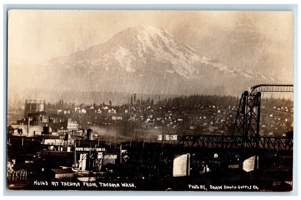 c1910's Mt. Tacoma Skyline View Shaw Tacoma Washington WA RPPC Photo Postcard