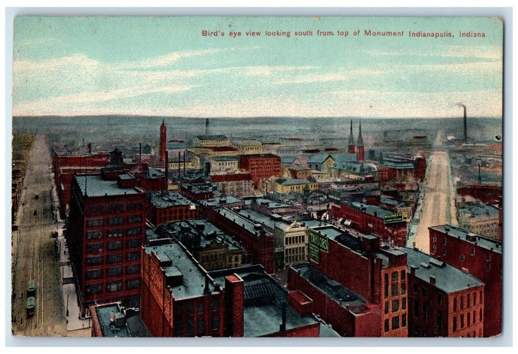c1910 Birds Eye View Looking South Top Monument Indianapolis Indiana IN Postcard