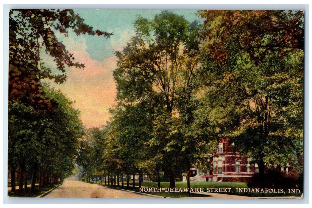 c1910 Scenic View Sunset North Delaware Street Indianapolis Indiana IN Postcard