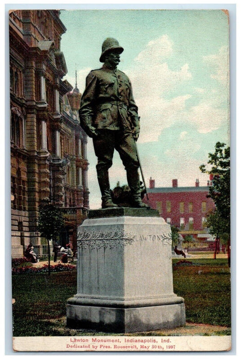 1909 Lawton Monument Statue Indianapolis Indiana Posted Vintage Antique Postcard