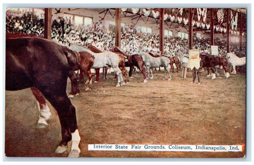 c1910 Interior State Fair Grounds Coliseum Indianapolis Indiana Antique Postcard