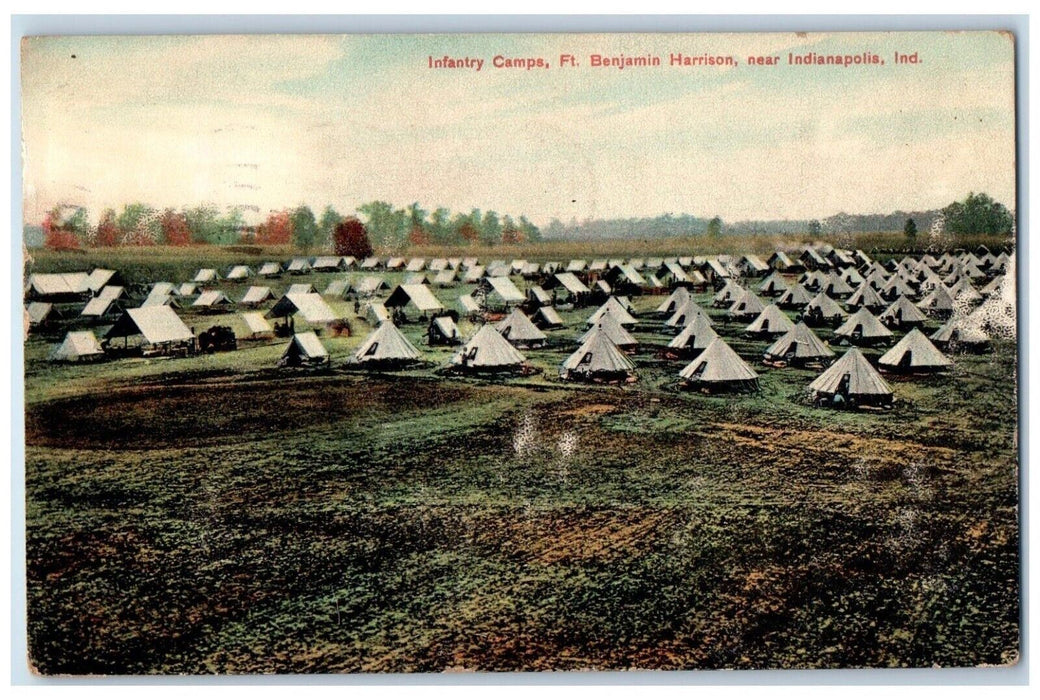 1908 Infantry Camps Fort Benjamin Harrison Indianapolis Indiana Posted Postcard
